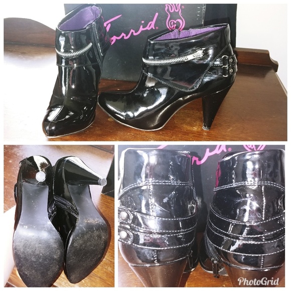torrid Shoes - Vintage Torrid Black Pleather Zipper Bootie Size 9